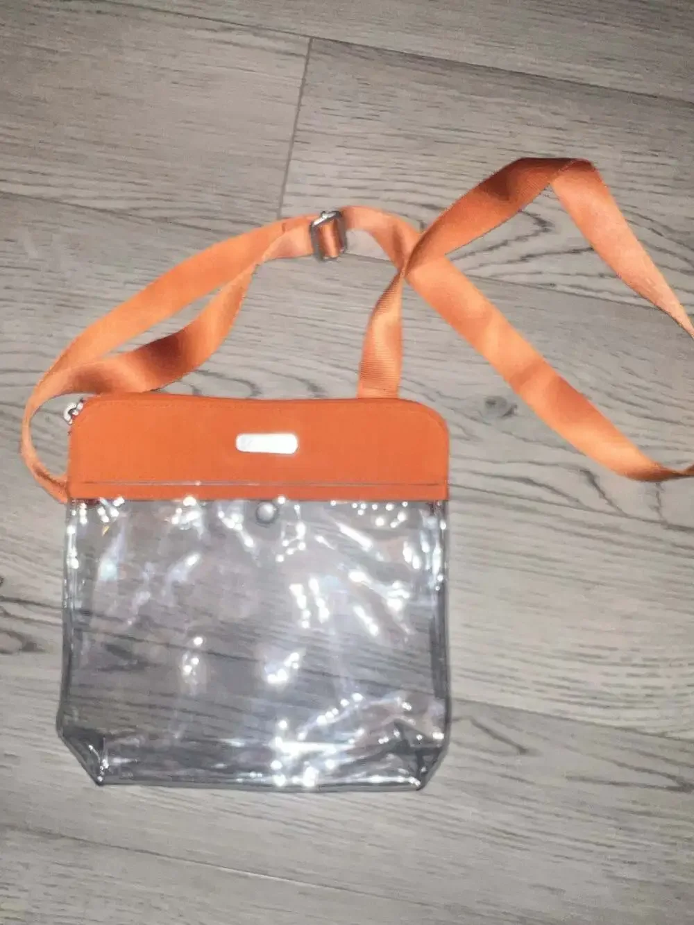 Baggallini Clear Pocket Stadium Crossbody Bag Orange
